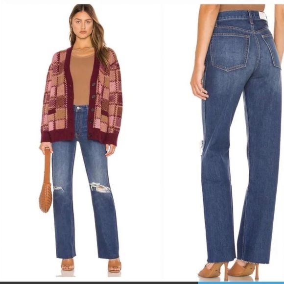 RE/DONE 90s High Rise Loose Jeans Destroyed Broken Blue - Picture 2 of 12